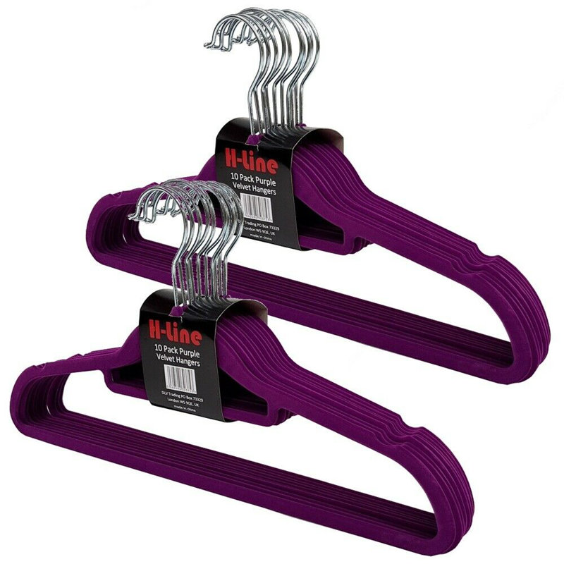 Velvet Standard Hanger for Dress/Shirt/Sweater, Purple