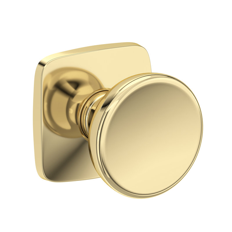 Solvang Passage Knob with Soft Square Rose in Matte Black, Unlacquered Brass