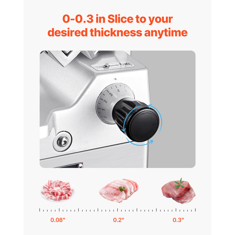 Trancheuse à viande automatique, trancheuse de charcuterie 180 W + 370 W avec une lame de 65 pouces de qualité supérieure de 12 pouces, une épaisseur réglable de 0 à 0,3 pouce, une trancheuse électrique pour la viande, les légumes, le pain dur et le fromage
