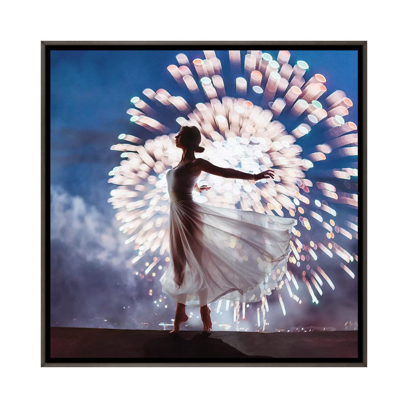 " Fireworks " by Hobopeeba, No Mat, 18'' H x 18'' W x 1.5'' D, Dark Rustic Wood Framed