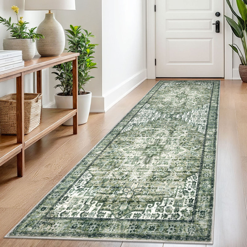 Tapis verts lavables antidérapants, Tapis de couloir 2 pi 7 po x 8 pi