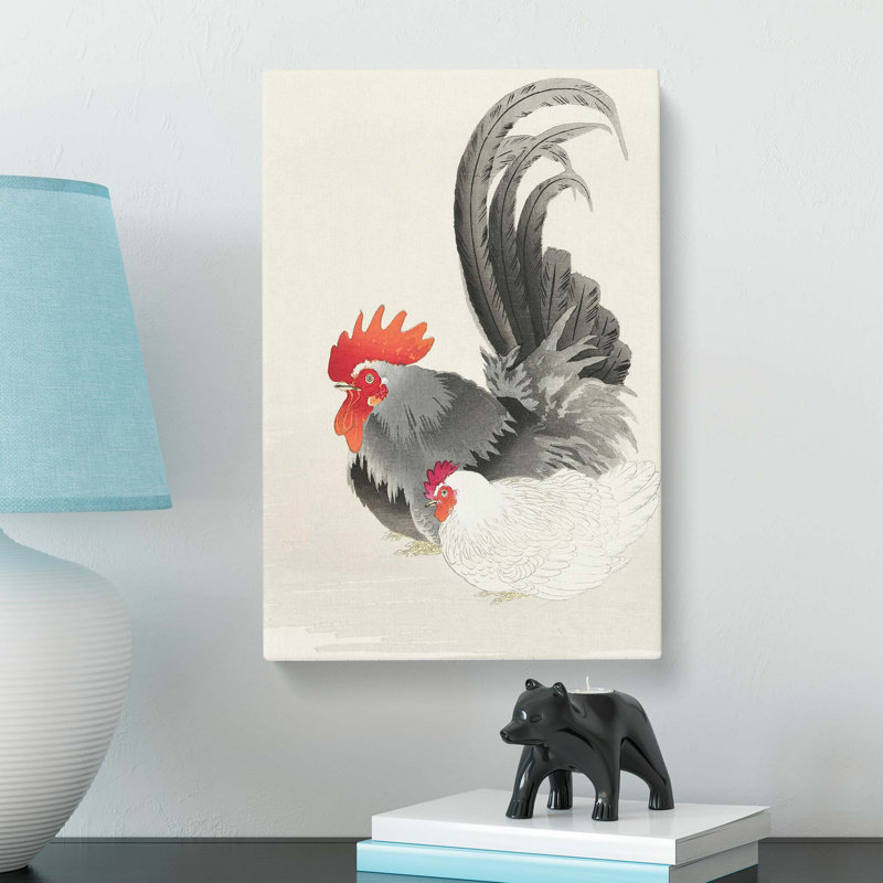 Rooster And Hen by Ohara Koson - Wrapped Canvas, 76cm H x 50cm W x 3cm D