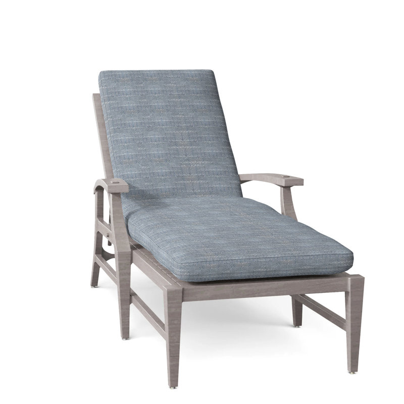 Croquet Aluminum Outdoor Chaise Lounge, Rollo Chambray, No Welt, Oyster