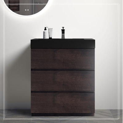 Meuble-lavabo autoportant avec grand lavabo et rangement