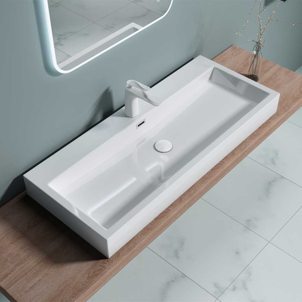 Ivy Bronx Luxurious Large Stone Resin Dual Bathroom Basin - Self ...