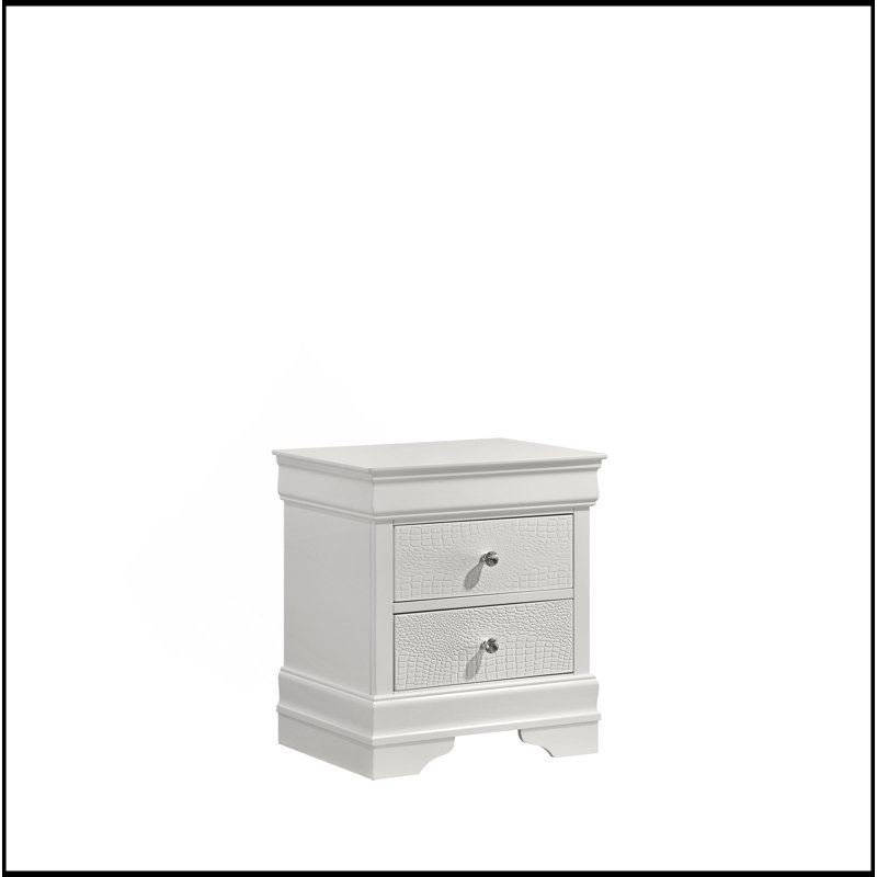 Table de chevet 2 tiroirs de style moderne en bois, Blanc