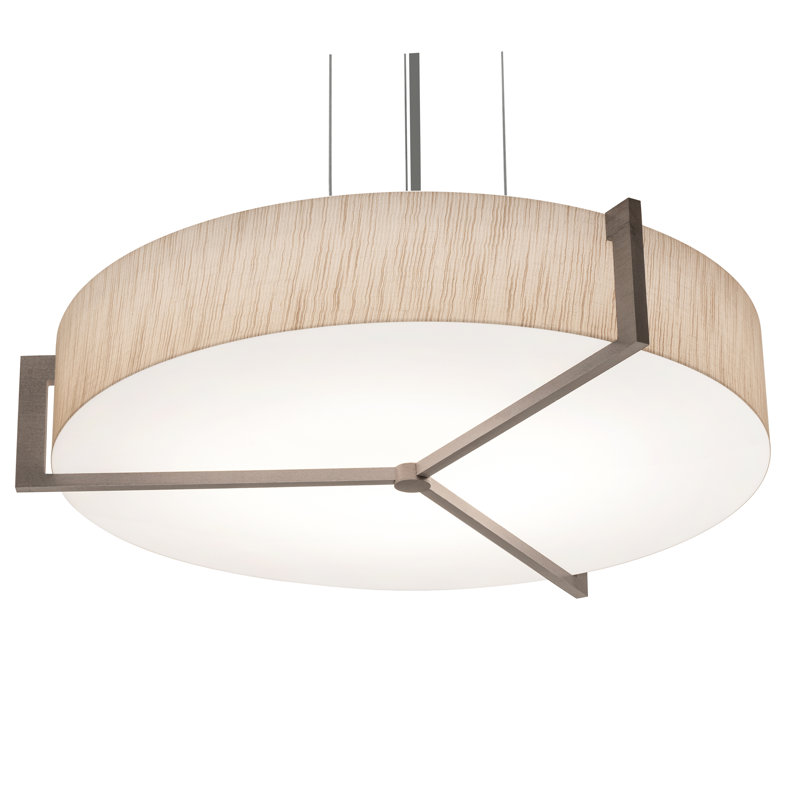 Luminaire suspendu 1 lumière avec accents, Jute, H 4,25 po x l 21,25 po x P 21,25 po, Gris patiné