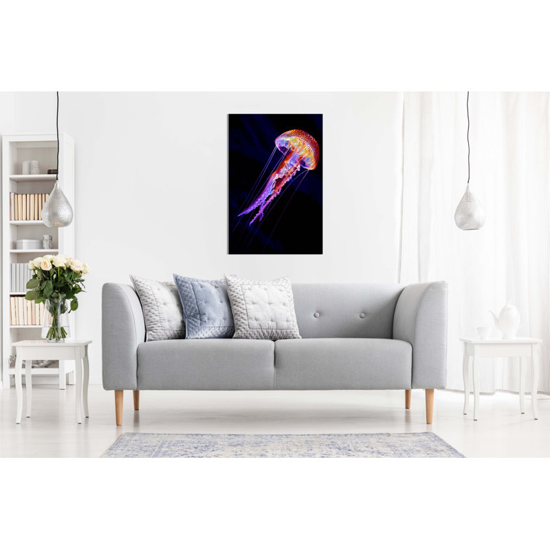 Colourful Glowing Jellyfish Underwater Artistic - Wrapped Canvas Art Prints, 61cm H x 41cm W