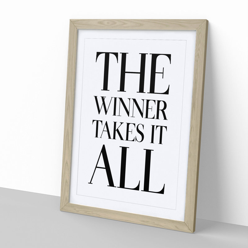 Winner Takes It All - Picture Frame Typography, Oak, 65cm H x 48cm W x 2cm D