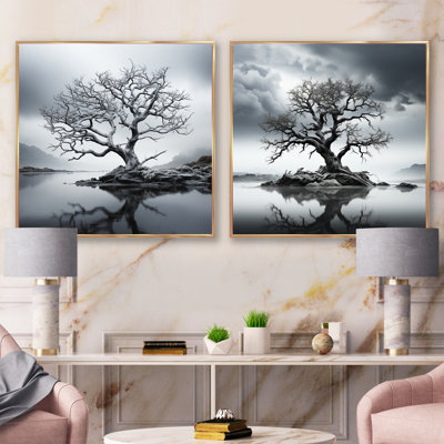 «Stormy Grays Tree Emotion», 2 pièces