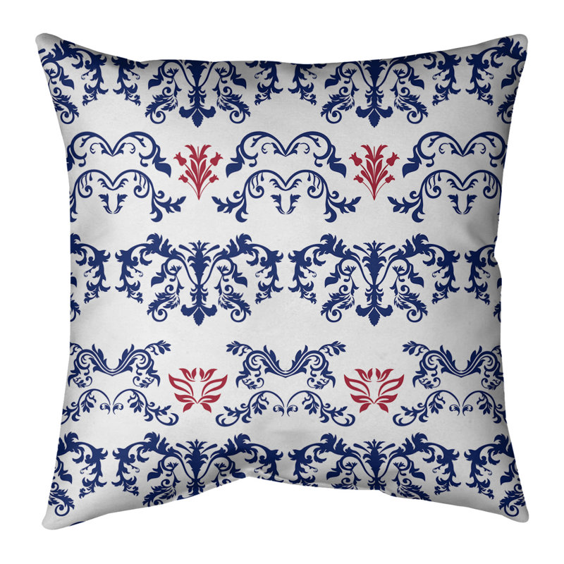 Housse de coussin New York Big Football Baroque, 18" x 18", Blanc / bleu foncé / rouge, Simili daim