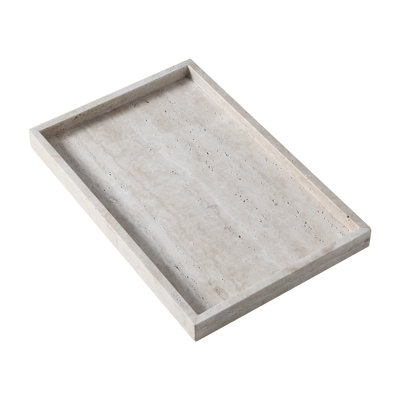 Plateau rectangulaire en travertin naturel 15 po x 10 po x 1,2 po
