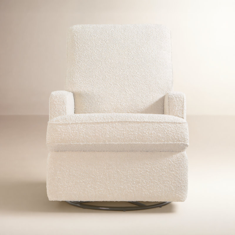 Tucker Swivel Reclining Glider, Cream Boucle