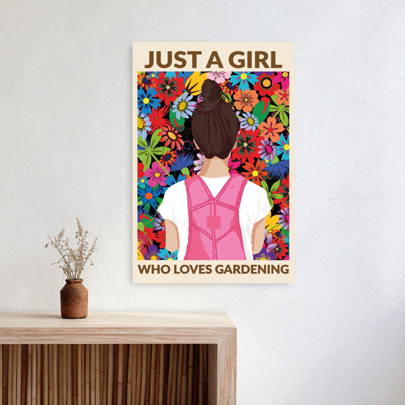 Girl Loves Gardening Colorful Vibrant Abstract Flower Nature Wall Art Print by WallChart Art Studio - Wrapped Canvas Print