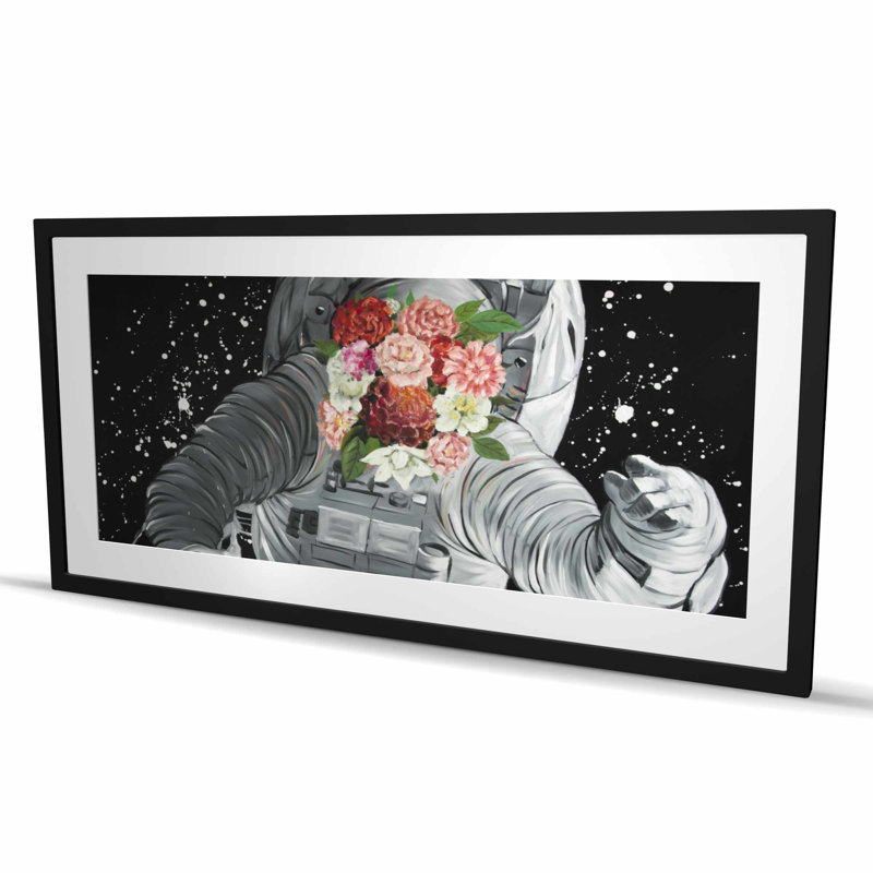 «Dreaming of Space - Rose», reproduction d'art encadrée pour la décoration, H 24 po x l 48 po, Noir