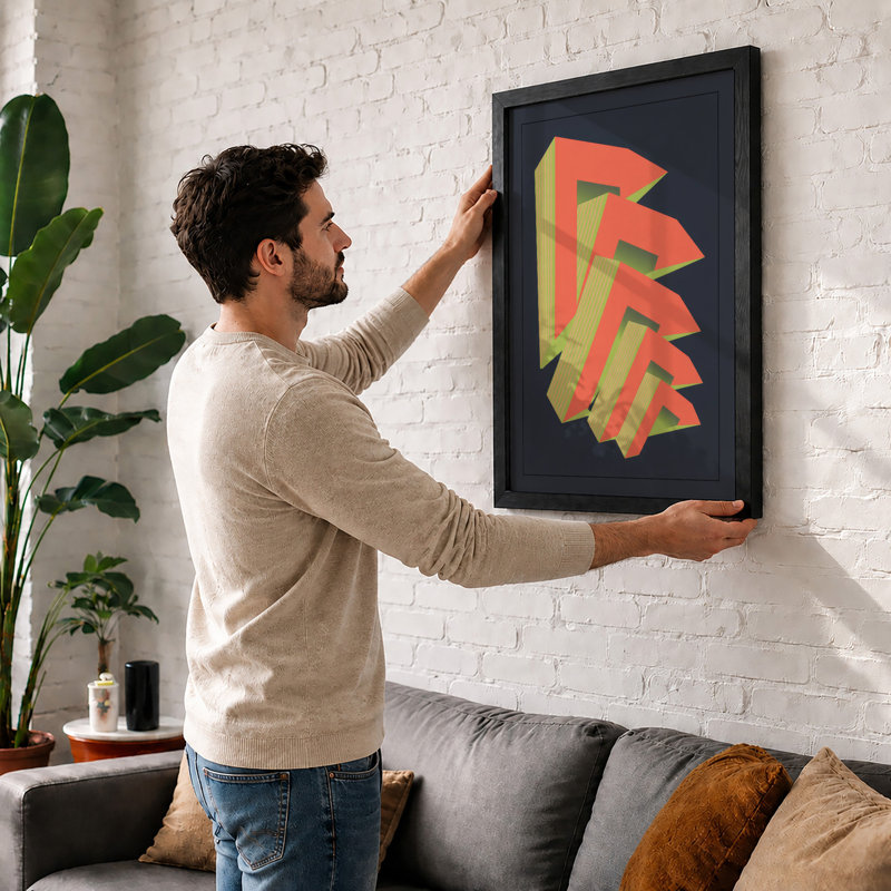 Ascending Arrows Geometric - Framed Print, Oak, A4 - 29.7 x 21.0 cm