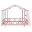 Twin Size Platform Bed with Sheer Fabric Canopy and String Lights, White-1331010636-1331010637