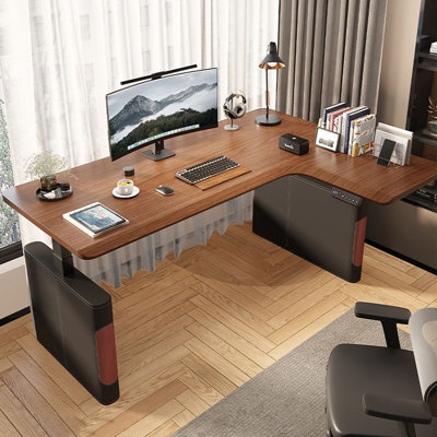 Walnut L-Shaped Solid Wood Standing desk