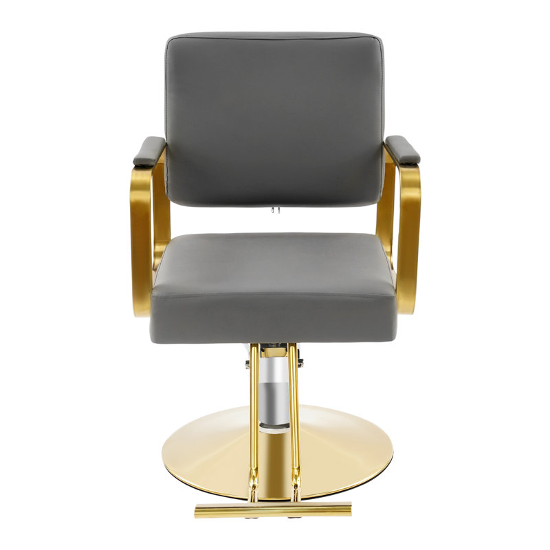 360° Rotating Adjustable Hair Salon Barber Chair, Gray, Gold