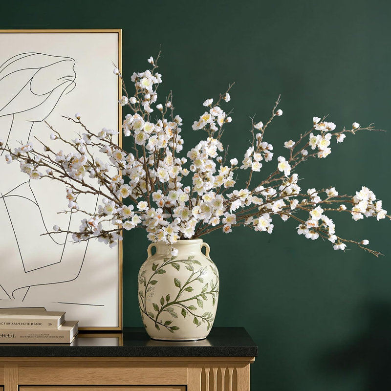 6 Pcs Artificial Cherry Blossom Branches White