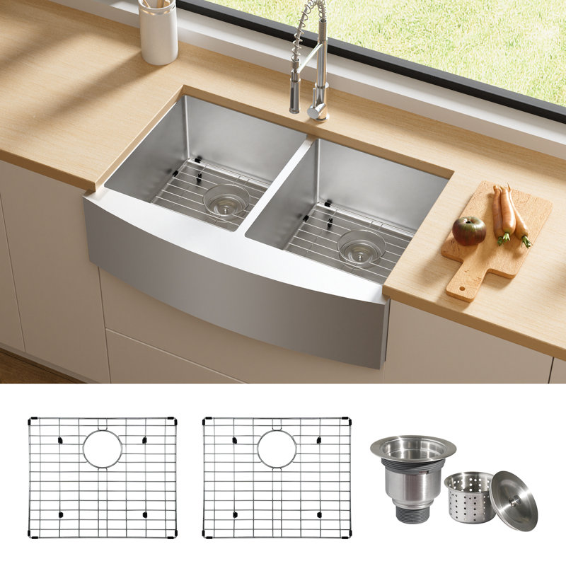WFPWS232 33'' L Double Bowl Stainless Steel Kitchen Sink