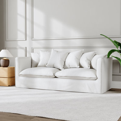 Castina 80" Fabric Upholstered Contemporary Sofa Slipcovered Sofa Couches with Accent Pillows, Washable Slipcover
