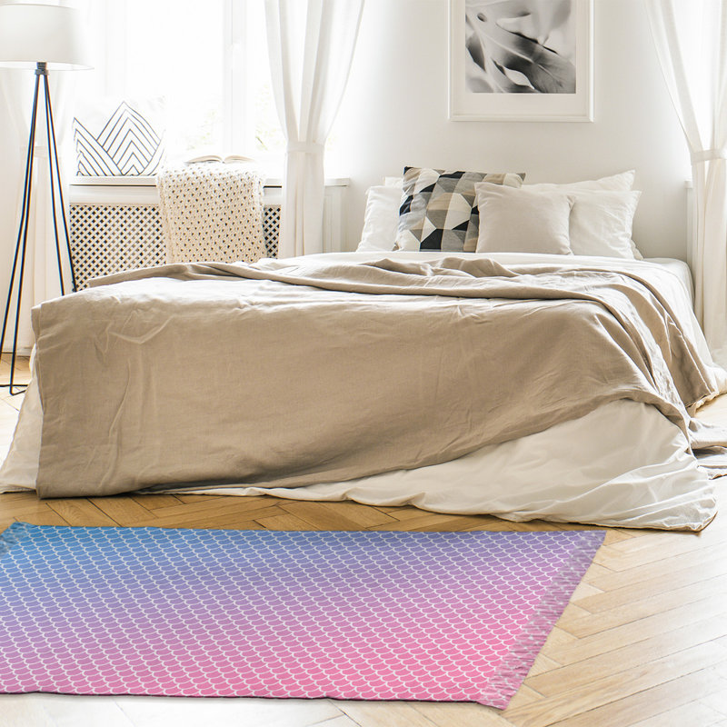 Écailles de sirène rose/Tapis décoratif bleu, Oui