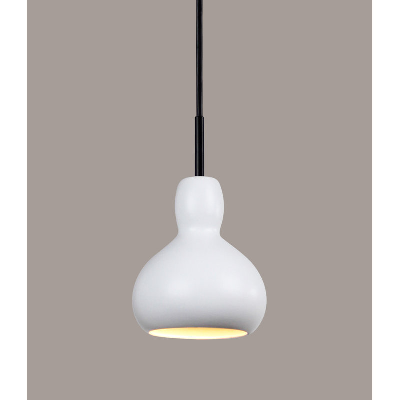 Luminaire suspendu à dôme simple à 1 lumière Shimizu, Blanc satiné