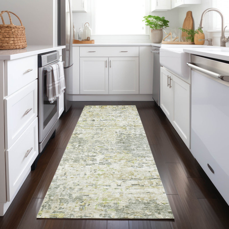 Suri Green Washable Indoor-Outdoor Rug - , 2'3" x 7'6"