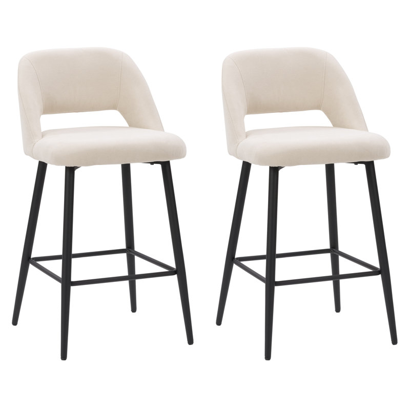 Nellia Upholstered Counter Stool with Metal Frame, Cream