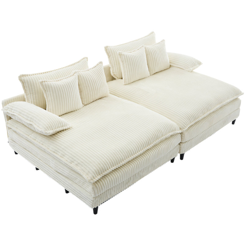 109" W Oversized Double Lounge Chaise, Beige