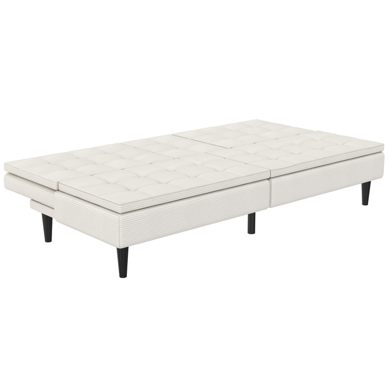 Single 191cm Upholstered Futon Chair, Cream