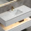Meuble-lavabo flottant 48 po, plateau en pierre reconstituée, 2 tiroirs à fermeture en douceur, veilleuse, finition blanche-436096744