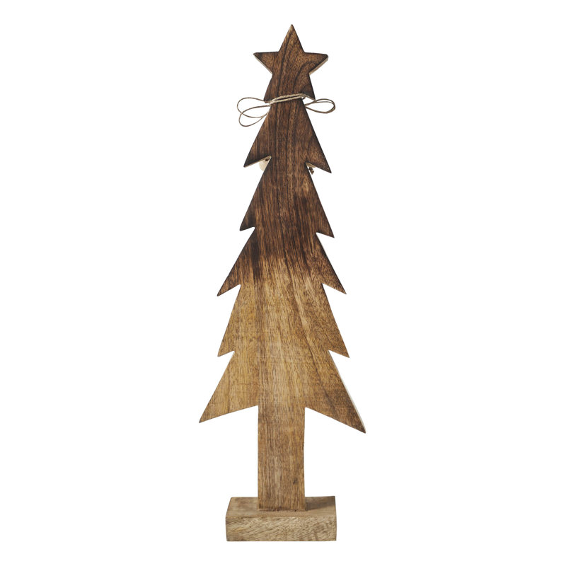 Figurine d'arbre de Noël en bois brun, H 19,75 po x l 6,5 po x P 2,25 po