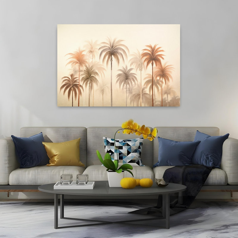 Art contemporain, palmier abstrait, art côtier, H 40 po x l 60 po