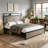 Bed frame full size, wooden platform bed frame with storage LED light headboard and 2 USB, no noise, no spring mattress required and simple assembly tools, large underbed storage, Antique Grey 