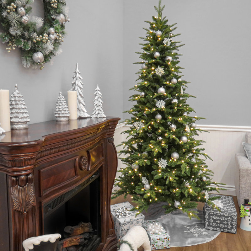 7.5 Ft. Pre-Lit Backer Pine Tree With LED Lights