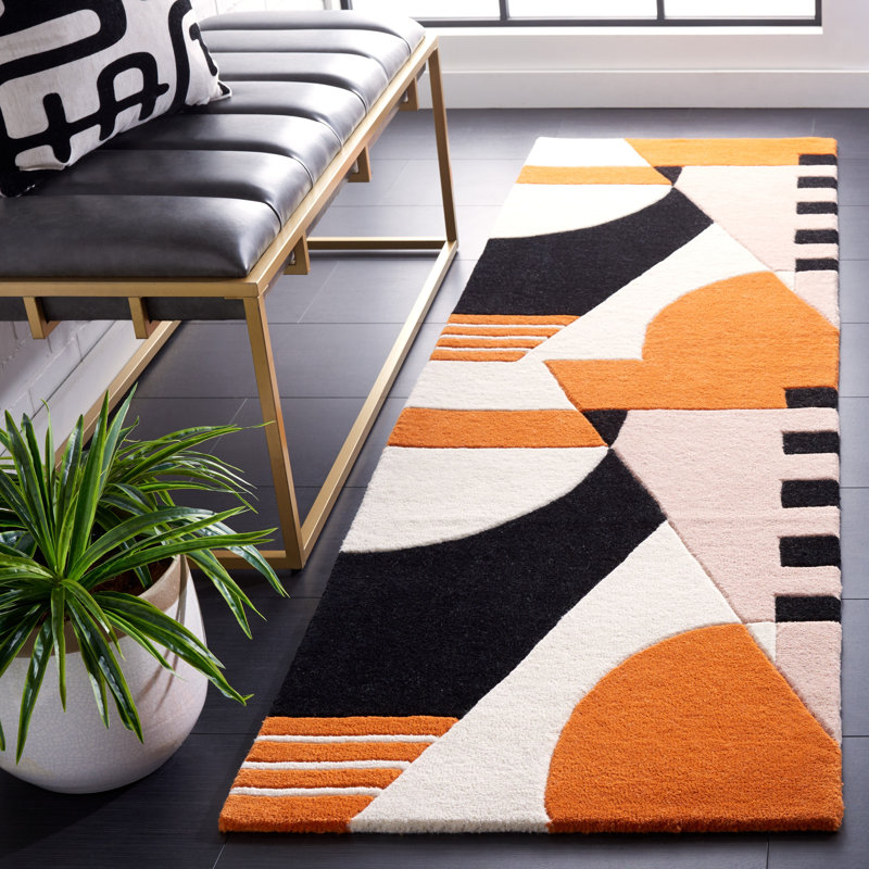 Tapis ivoire / rouille Hiro, Tapis de couloir 2 pi 3 po x 8 pi