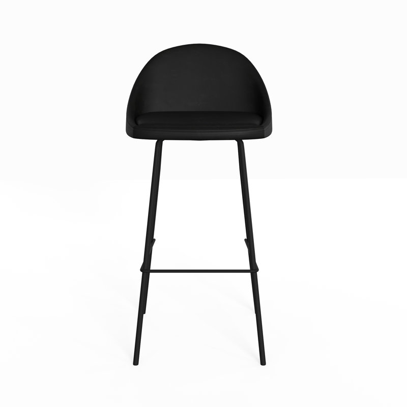 Tabouret de bar et de comptoir Holmes, Tabouret de comptoir (siège d’une hauteur de 23, Cuir vegan noir minuit