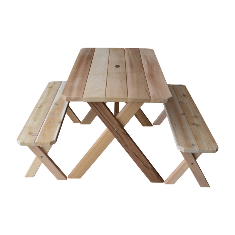 Table de pique-nique rectangulaire Guertin, Inachevé, L 94 po x l 27 po x H 30 po
