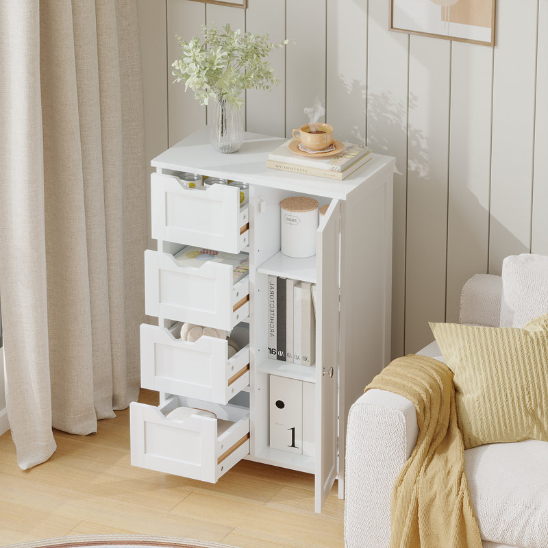 Armoire de rangement autoportante avec 4 tiroirs et 1 porte