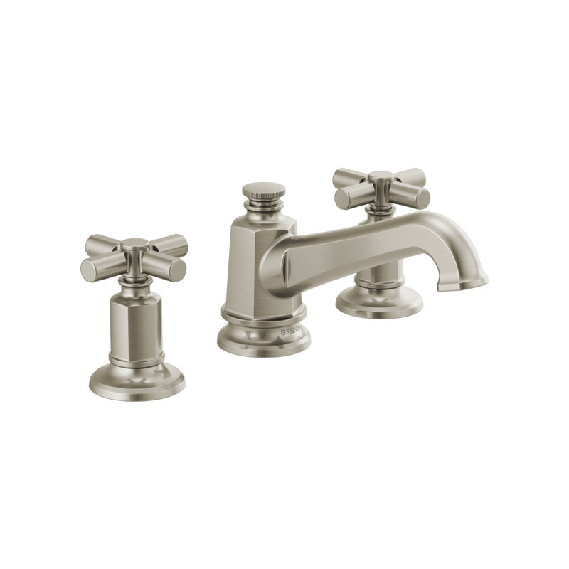 Invari™ Widespread Lavatory Faucet with Angled Spout - Less Handles, Luxe Nickel, Cross