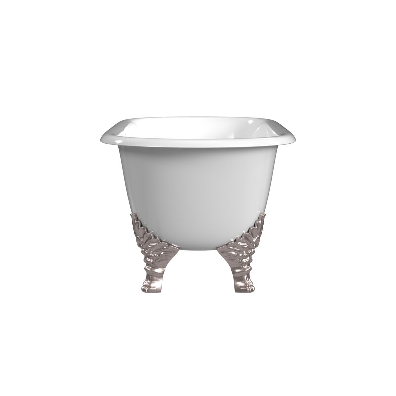 Carlton 70'' L Soaking Bathtub, Polished Nickel, White Interior with White Exterior