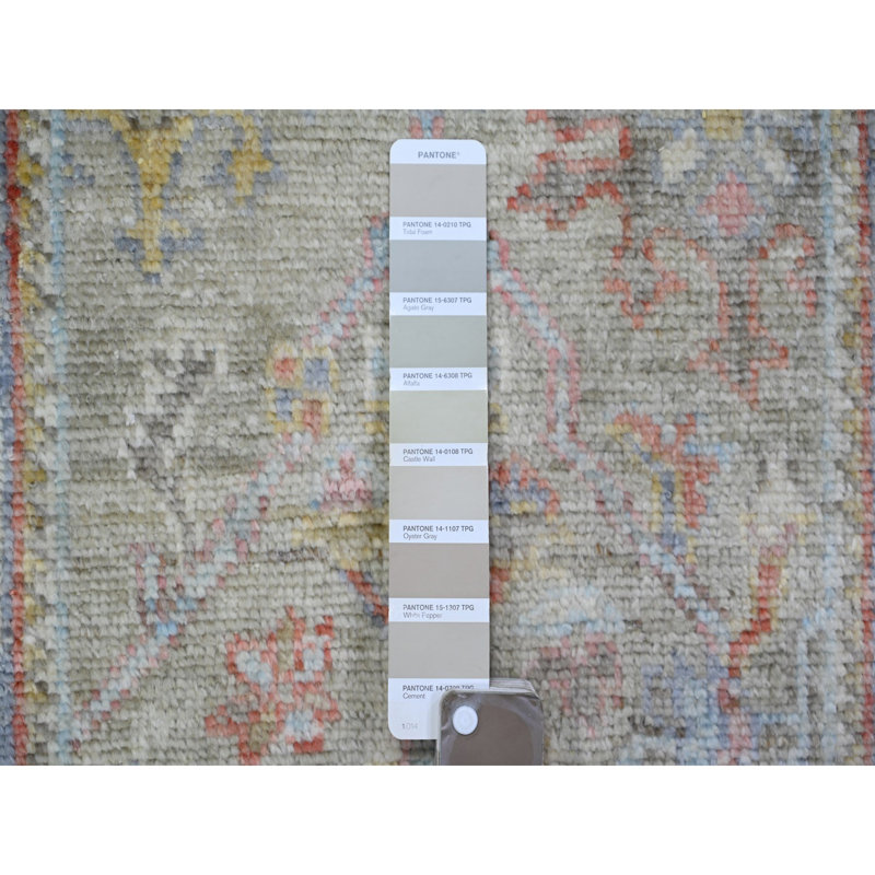 Tapis de couloir gris en laine noué à la main 2 pi 6 po x 19 pi 8 po Angora