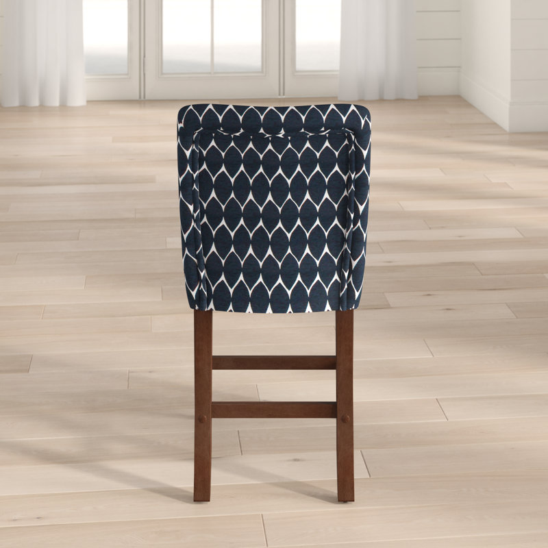 Therrien 25" Counter Stool, Textured Navy Polyester