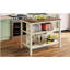 Îlot de cuisine fixe de 45 pouces en bois massif de style champêtre, îlot de préparation pour table à manger en bois d'hévéa avec 2 tablettes ouvertes, en noyer et blanc crème