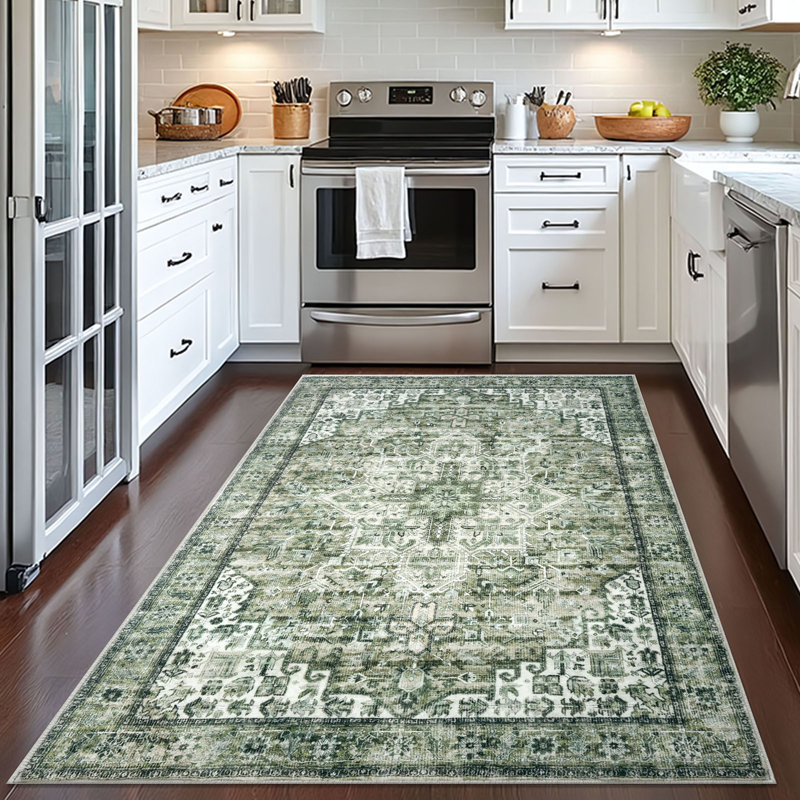 Tapis verts lavables antidérapants, Tapis de couloir de 4 pi x 6 pi