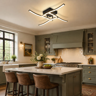 4-Light Black LED Flush Mount