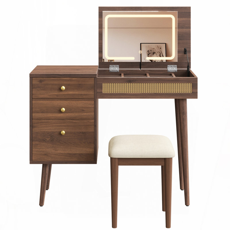 Ensemble coiffeuse 39 "rétro avec miroir DEL