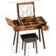 Coiffeuse Faxan avec miroir à DEL, contenant, tiroir et plateau rabattable, bureau de maquillage avec grand espace de rangement pour chambre à coucher, salon-780309647